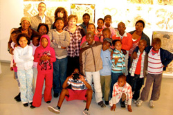 Children at the exhibition of their work at the Bell Roberts Gallery