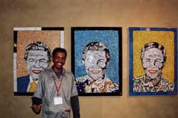Warholesque triptych of Mandela in Mosaic